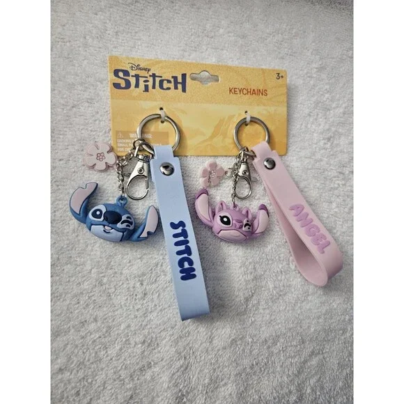 Stitch & Angel Keychains Disney Collectible Charms Set Wristlet Purse Charms - Picture 2 of 3